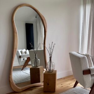 Arcurva - Large Full Length Light Wood Irregular Mirror 170cm x 85cm