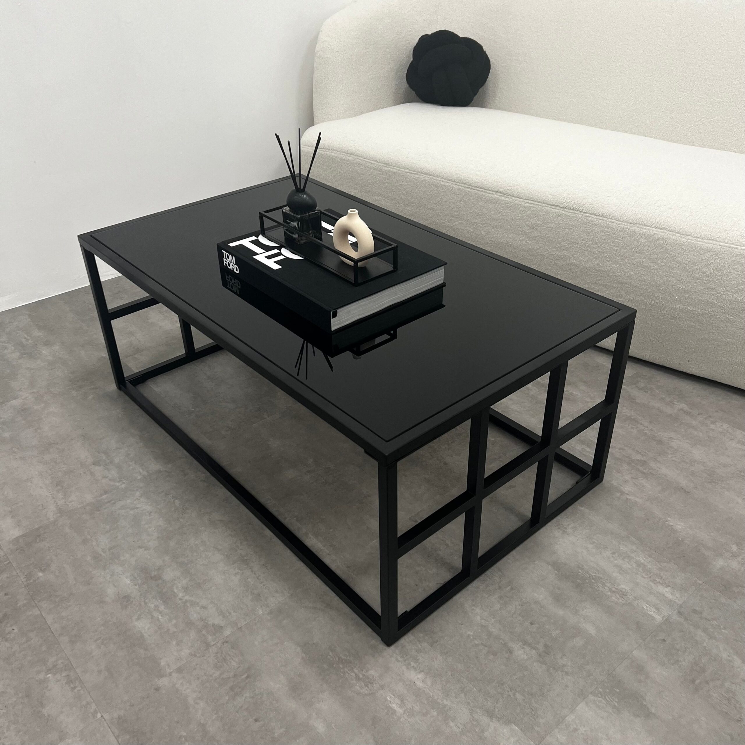 Brooklyn - Black Modern Large Rectangle Tinted Mirrored Coffee Table