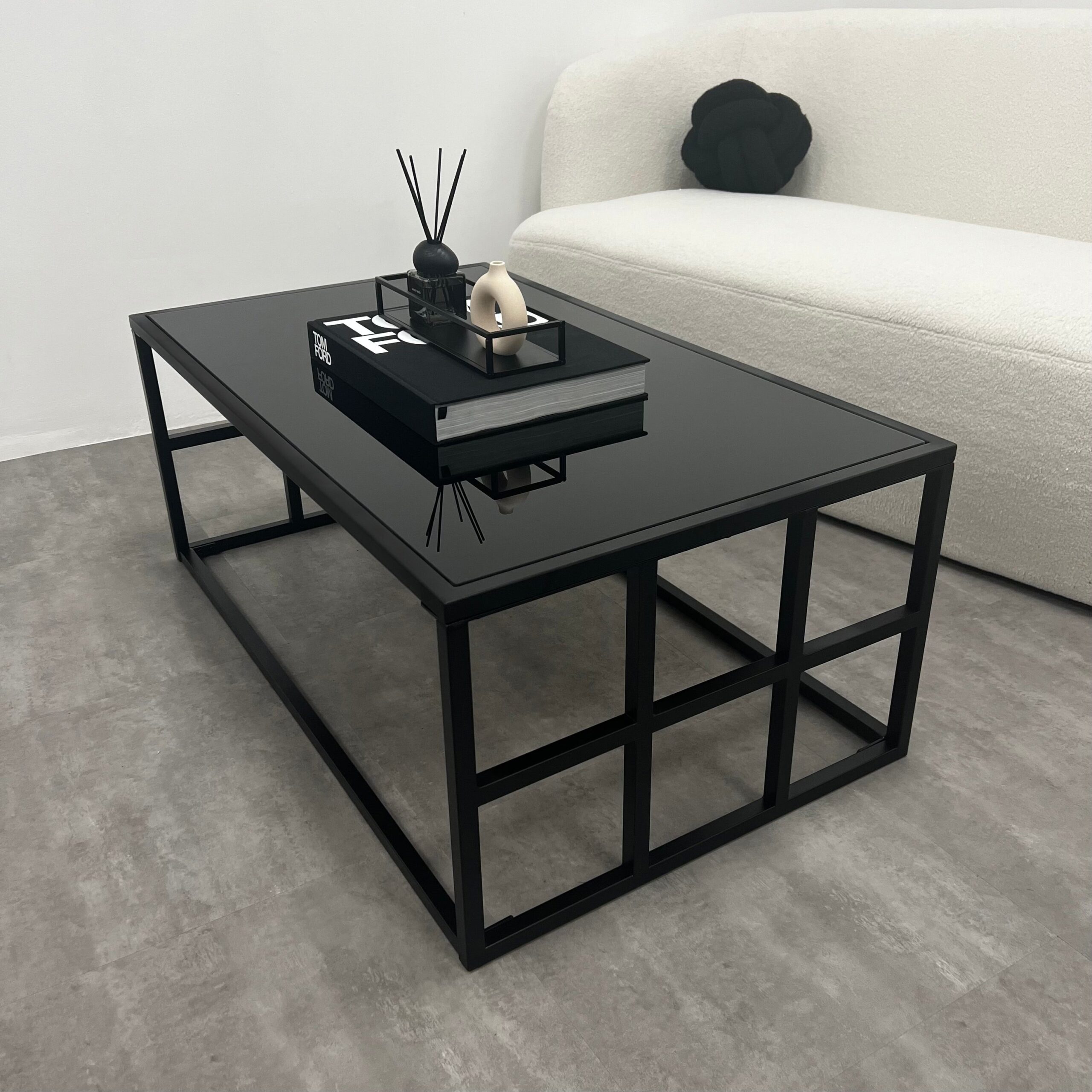 Brooklyn - Black Modern Large Rectangle Tinted Mirrored Coffee Table - Image 3