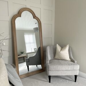 Melilla - Washed Wood Arched Full Length Mirror 170cm x 80cm